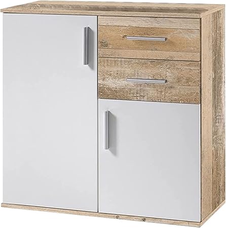 Mobiletto Bagno BAKAJI - 2 Ante Bianco 60x30x80 Cm - Legno MDF - Design Moderno E Salvaspazio - Foto 8