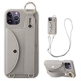 iPhone 14 Pro Max 対応 スマホ ケース iphone14 pro max 手帳型カバー 肩掛け 首かけ 斜めがけ ショルダー ケース アイホン 14 プロ マークス 財布型 ケース 保護フィルムプレゼント あいふぉん14 プロ マークス PU皮革カバー 可愛い リング付き 背面 カード収納 アイフォン 14 プロ 縄掛け ケース あいほん14pro max 女性 携帯 カバー 片手操作 スタンド機能 ハンドヘルド機能 落ち着いた 落下防止 薄型軽量 耐久性 取り外し可能 耐汚れ ノート型 (iPhone 14 Pro Max, 灰)