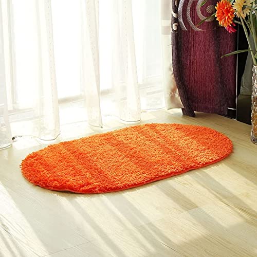 円形マット 玄関 マット 屋内 室内 カーペット 楕円形 45*65cm ラグマット 泥落しマット かわいい 洗える バスマット 浴室マット 泥落とし 吸水 速乾 ふわふわ 滑り止め 抗菌消臭 かわいい おしゃれ オレンジ