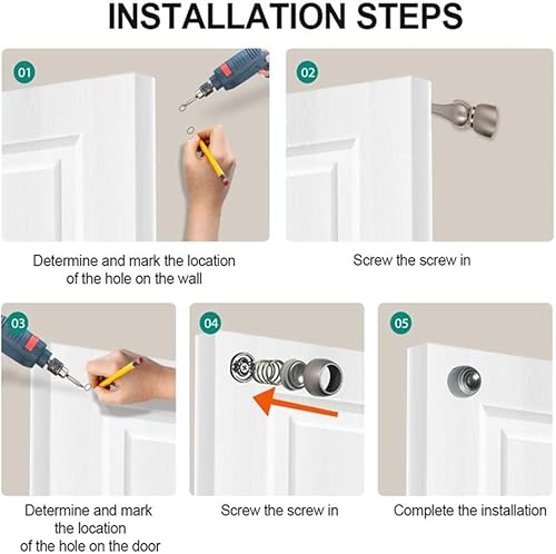 Miniatura 6 de Tope de puerta magnético, cierre magnético para puerta, soporte de puerta, topes de puerta, montaje en pared, montaje en piso, prevención de golpes