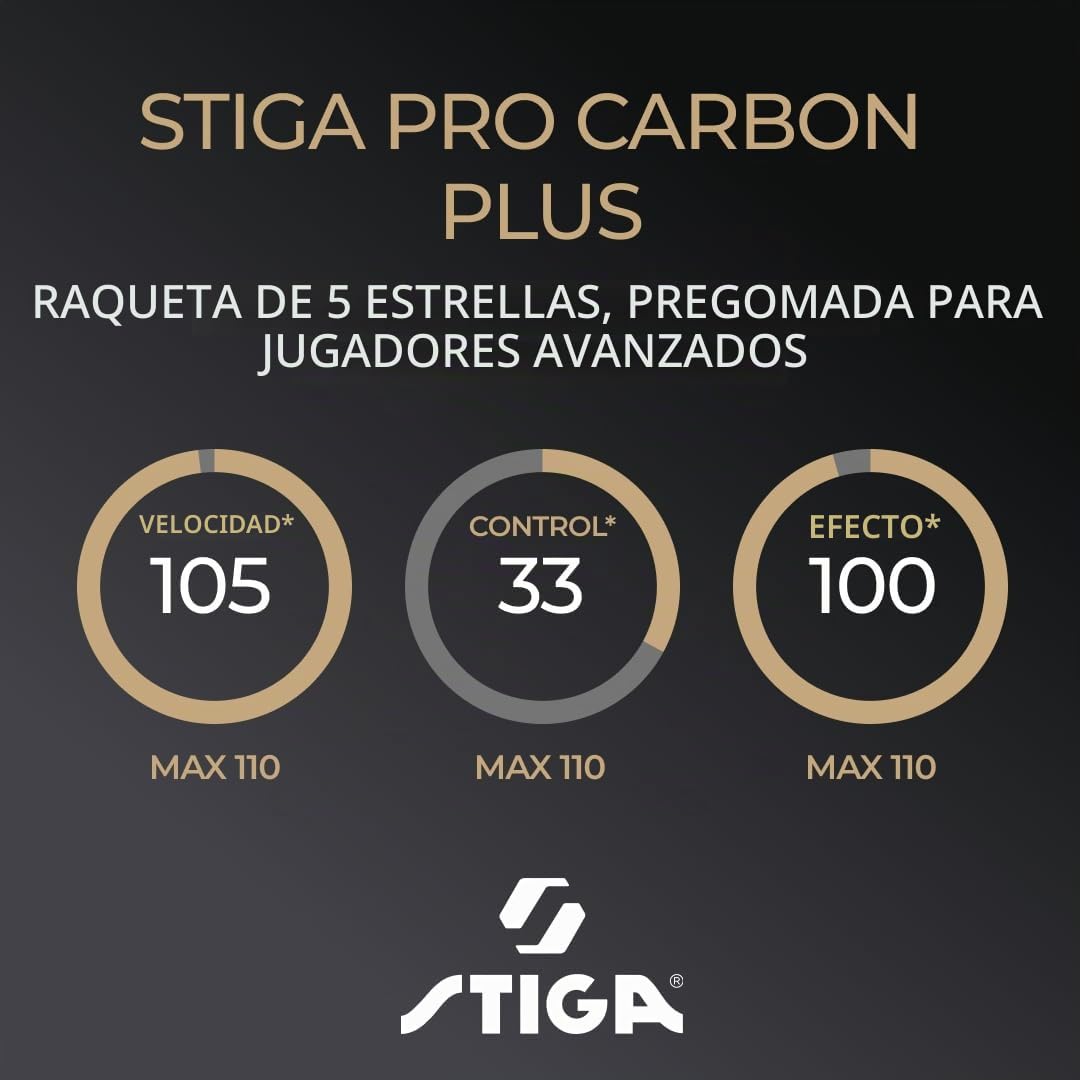 STIGA Pro Carbon Table Tennis Bat ITTF Approved Touch Carbon Technology Black/Red