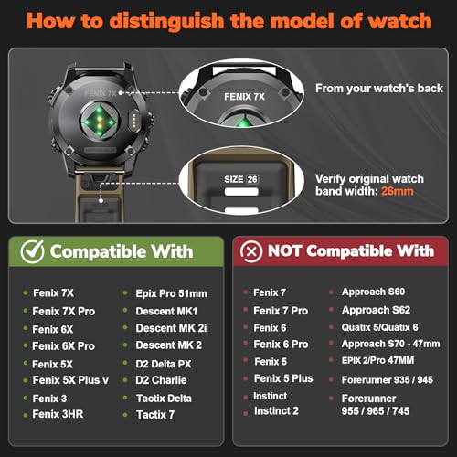 Correas de silicona 26mm compatibles Garmin Fenix miniatura 6