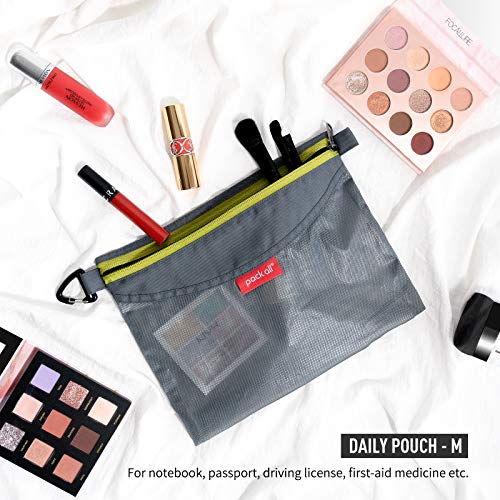 image for pack all 3 Pcs Water-resistant Material Zipper Pouch Set, Mesh Zipper 