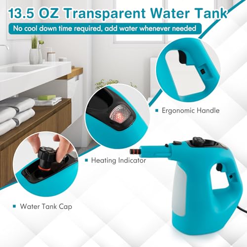 Image of COSTWAY Handheld MultiPurpose Steam Cleaner with 17 Pieces, 350ml Capacity