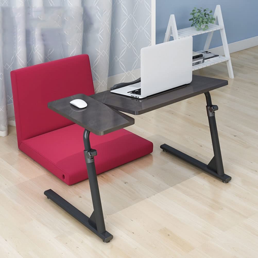 Rolling Laptop Table for Bed and Sofa Mobile Standing Desk Angle& Height Adjustable Cart Over Folding Portable Study Room Bedroom (Black)