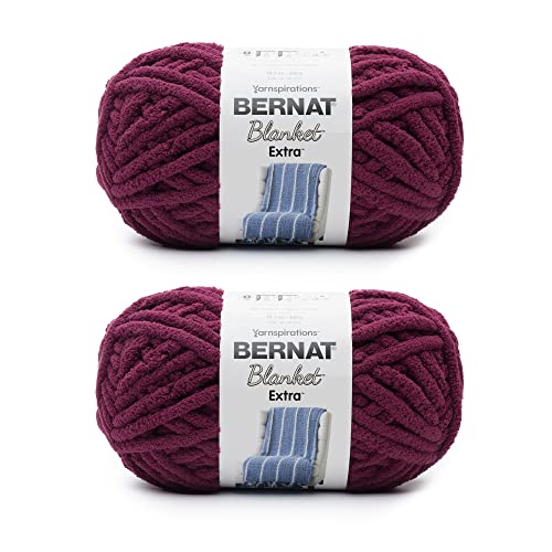 Image of Bernat Blanket Extra - Chunky Yarn for Hand Knitting, Crochet, Crafts & Amigurumi - #7 Jumbo - 21oz /600g - 194 Yards - Burgundy Plum - (2 Pack)