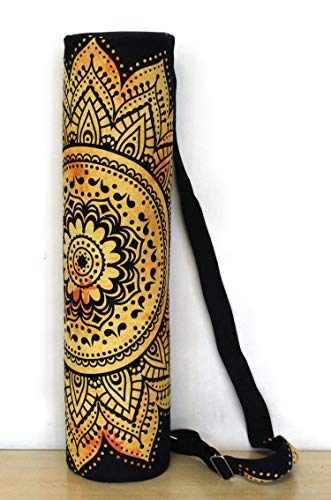 Indian Craft Castle Hippie Bolsa de transporte para esterilla de yoga con correa para el hombro, bolsa de gimnasio y playa, Completo, Flor...