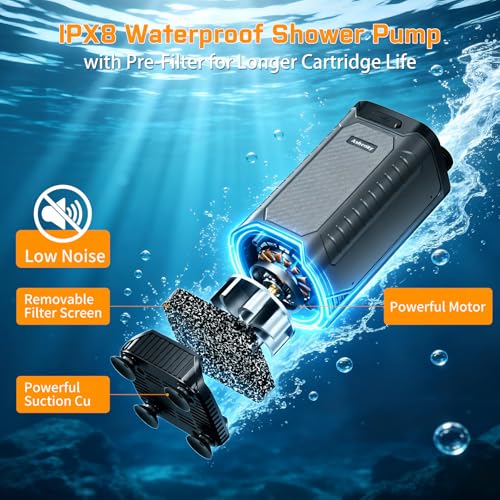 Ducha portátil para camping, bomba recargable de 8000mAh con pantalla LED inteligente y cabezal filtrado para uso en exteriores miniatura 5