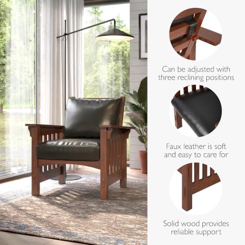Sillón con tapizado de cuero sintético ajustable Madera miniatura 6