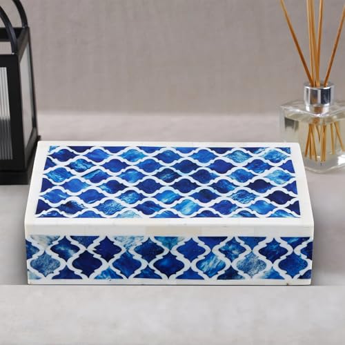 Image of Handicrafts Home Decorative Box - Handmade Jewelry Organizer Box with Lid - Keepsake Box for Home Decor, Jewelry, Accessories, Collectibles - Modern Wooden Storage Box - Classic, 10X6X2.5 inch