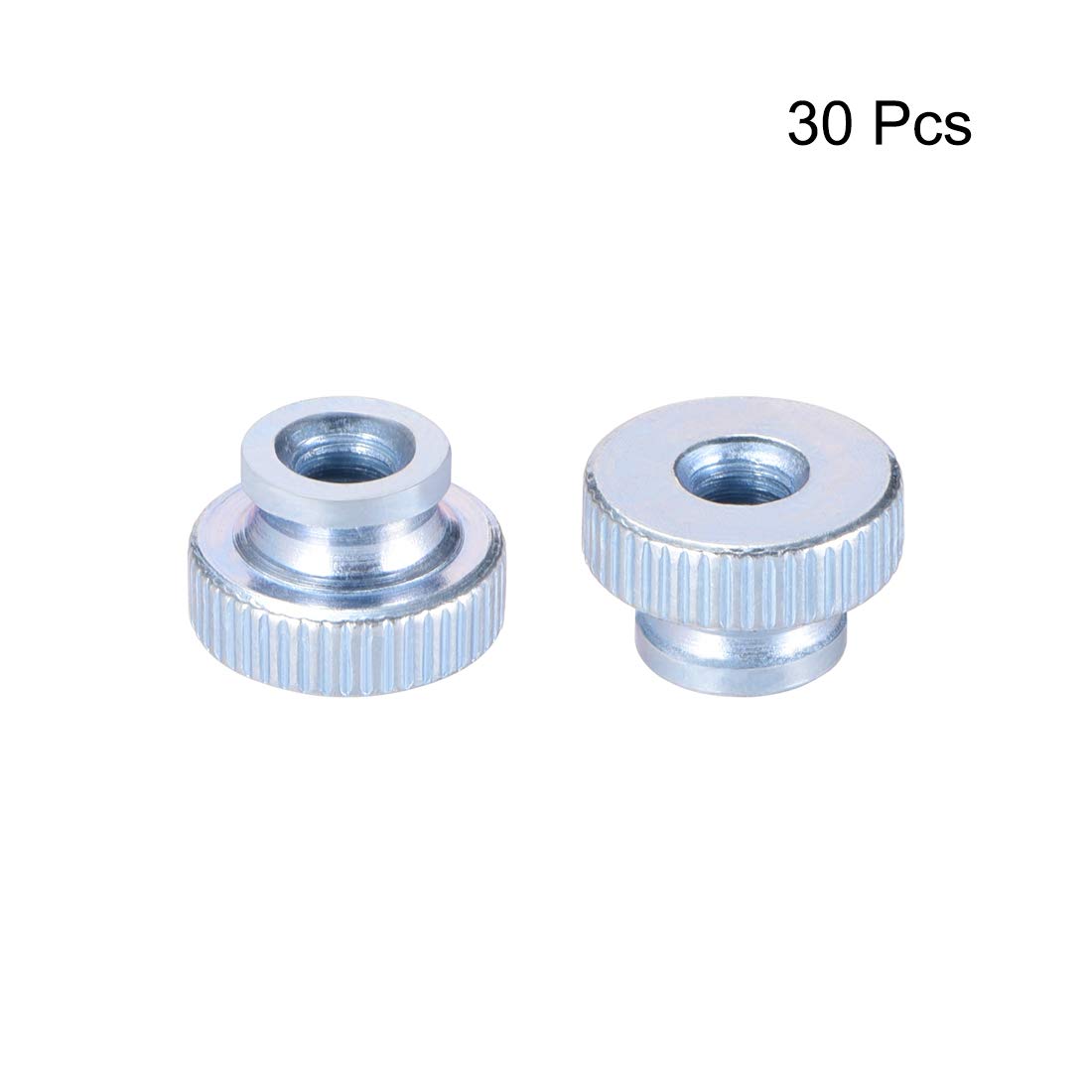uxcell Knurled Thumb Nuts, 30Pcs M4x0.7mm Iron Round Knobs Fasteners for 3D Printer Parts, Silver Tone