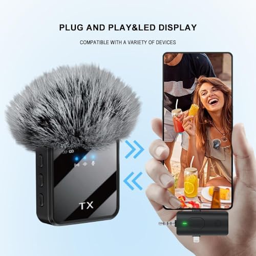 Image of MAYBESTA 3 in 1 Wireless Microphone, Noise Cancellation Wireless Mic for Youtubers, Video Recording, Facebook, Compatible with Type-C Android /iPhone /Cameras /Laptop (Dual 2X Transmitter (MYB-M51)