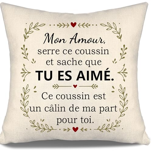 Mon Amour Serre ce Coussin et sache Que tu ES aimé Ce Coussin est Un câlin de ma Part pour toi Housses de Coussin pour Lui Petit ami Mari Anniversaire...