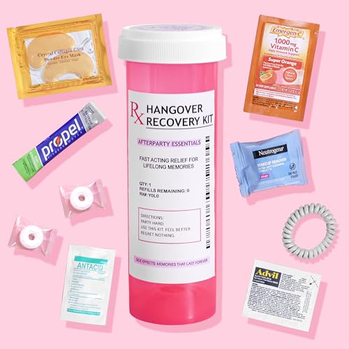 Chug Buddy 1 Pack Hangover Kit Party Favor in XL Pink Bottle | Bachelorette Party Favors 21st Birthday & Bridesmaid Gifts | Funny Hangover Kit Supplies (White Label 1)