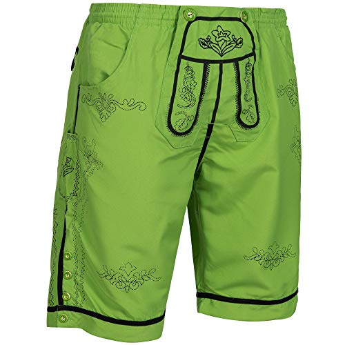 PAULGOS Herren Badehose Badeshorts Optik Trachten Lederhose in 4 Farben Gr. S-5XL (XS, Grün)
