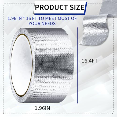 Image of High-Temperature Heat Reflective Aluminum Foil Tape, 1.9 Inch x 32 Feet, Silver Adhesive Backed, Heat Shield Tape for HVAC, Ductwork, Metal Repair, Thermal Insulation