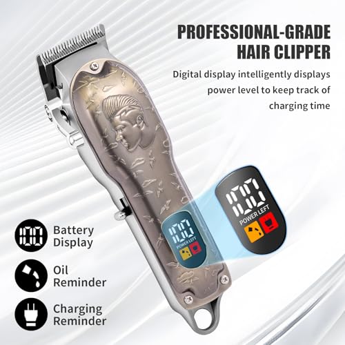 Image of Professional Hair Clipper Set, Men's Hair Clipper, T-Shaped sideburn Trimmer, Electric Shaver, Beauty Salon kit for Hair Cutting and Shaving. (Gold)