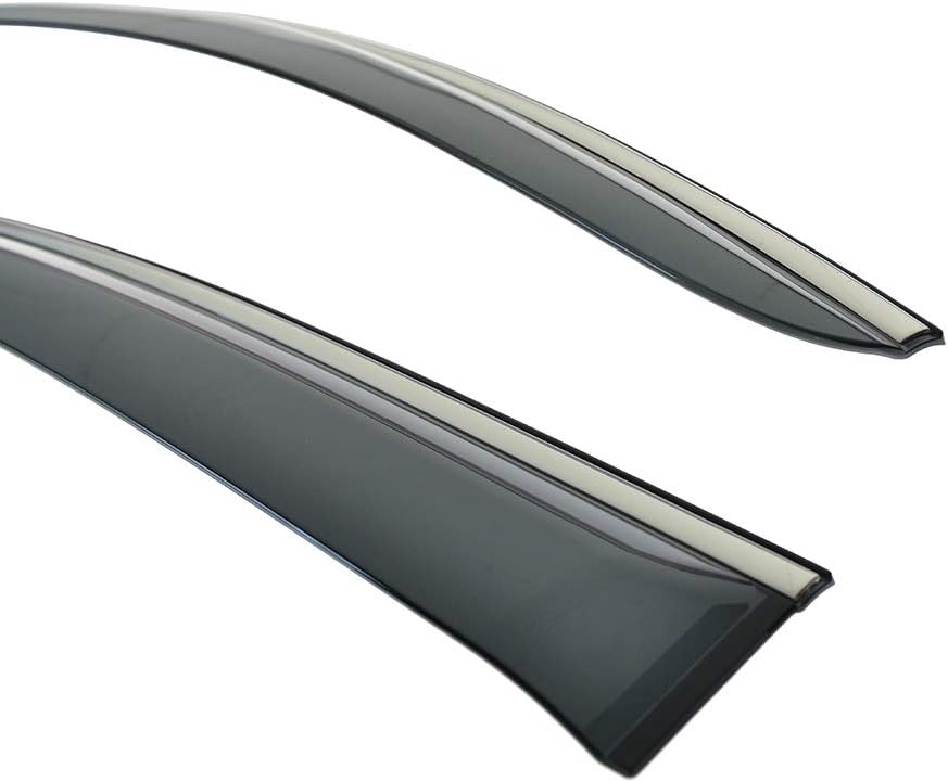 Extreme Online Store EOS Smoke Tinted JDM Style Side Window Visor Rain Guard - Made for and Compatible with Honda Civic 2 Door Coupe 16-Up 2016 2017 2018 with Chrome Trim