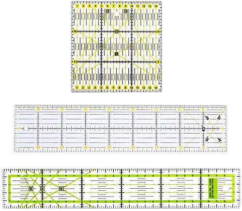 ZXAZX 3 Stück Kunststoff Patchworks Quilting Lineal Schneiderei Lineal Zweifarbige Gitterlinien Anzug für DIY Nähen Handwerk Cover