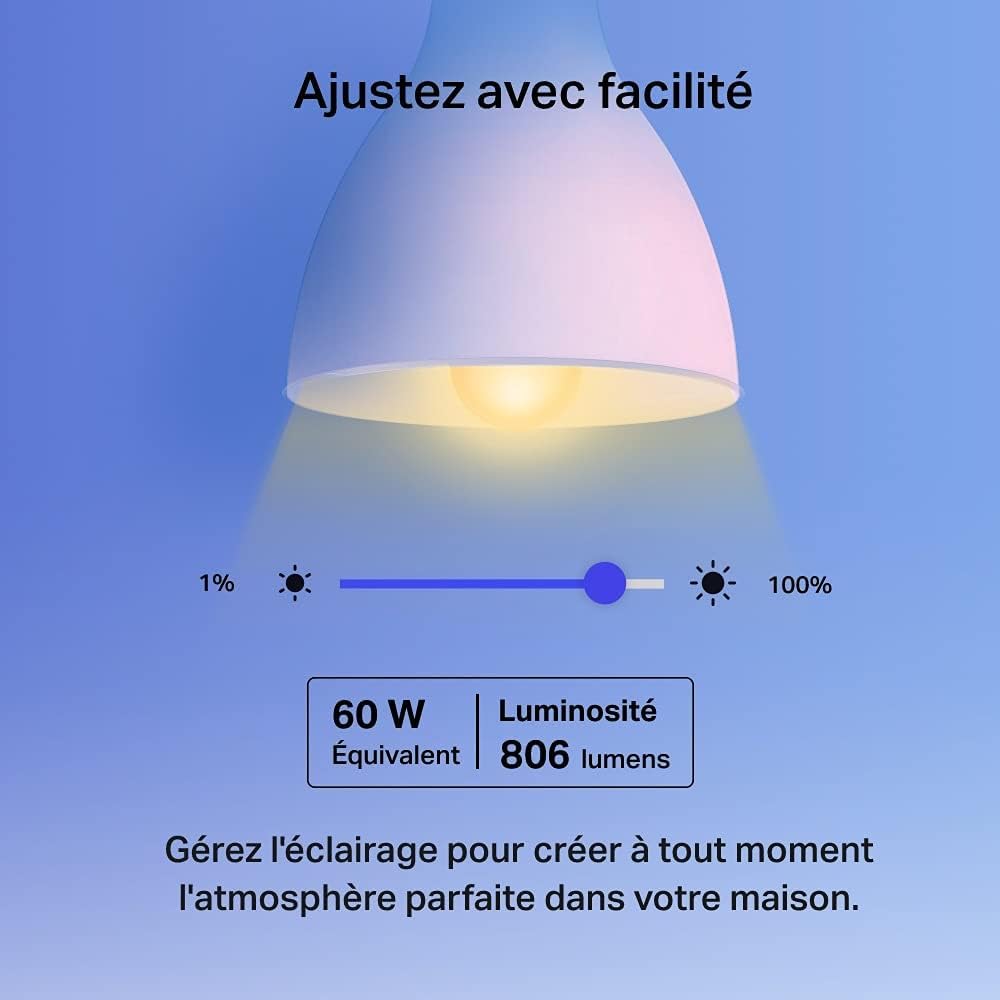 Tapo Ampoule Connectée WiFi, Ampoule LED E27 Multicolore 2700K-6500K, Ampoule Intelligente 8.7 W 806Lm, Compatible avec Alexa et Google Home, Commande Vocale, Economie d'énergie, Tapo L530E(3-pack)