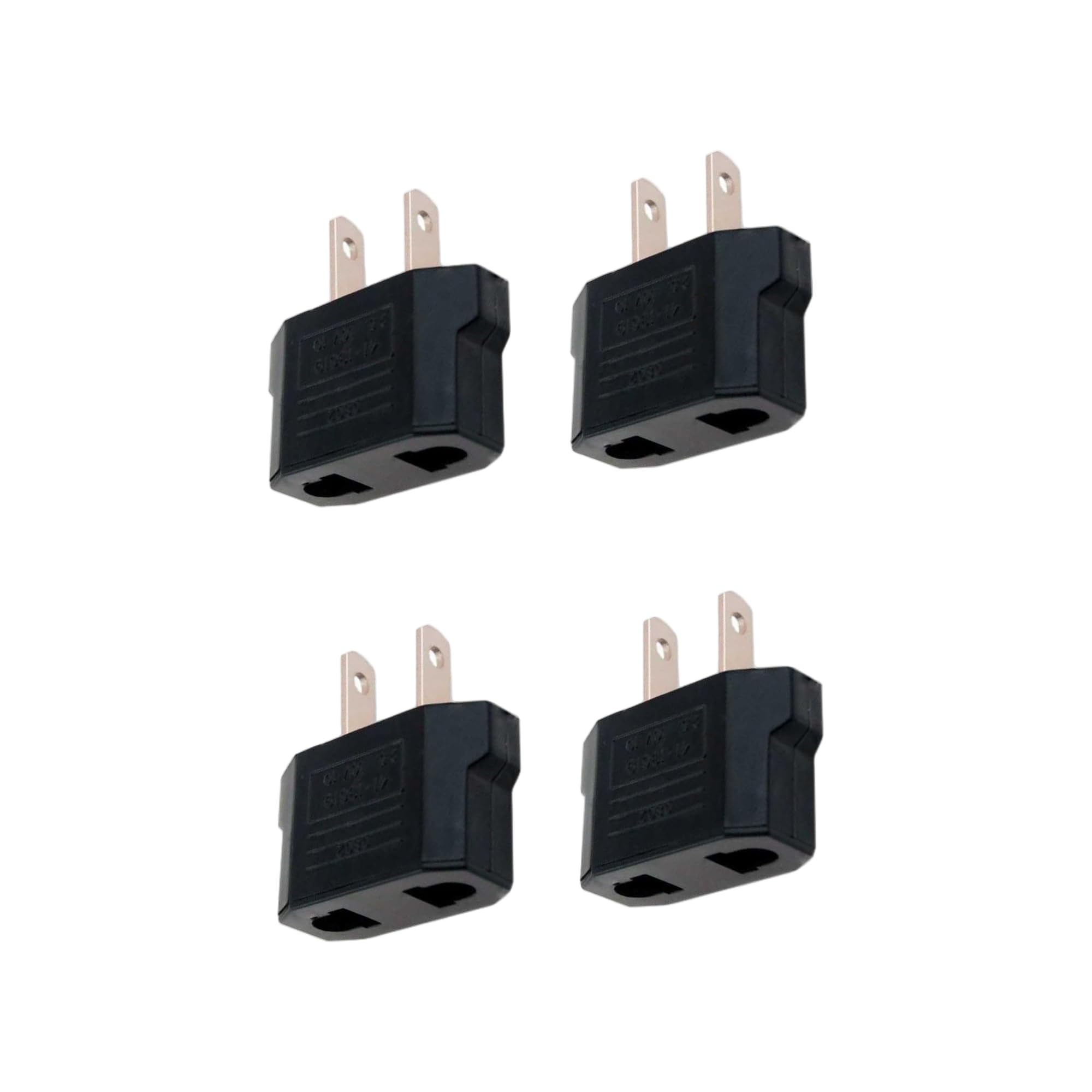 Pack de 4 Adaptador Enchufe Europeo a Americano, Conversor EU a US Tipo C/E/F a Tipo A, Adaptador de Viaje para Estados Unidos, Japón, México, Canadá y China, Negro