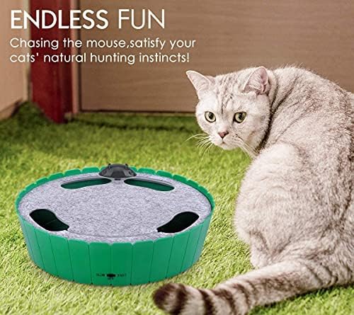 Pawaboo Cat Toy with Running Mouse, Electric Interactive Motion Cat Toy Automatic Rotating Teaser Pop and Play Hide and Seek Hunt Peekaboo Cat Toy for Pet Cat Kitten Play Fun Excercise, GREEN