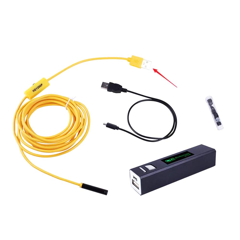 Cámara endoscopio WiFi (5 m de longitud), cámara de inspección USB 720P/1200P HD boroscopio serpiente cámara IP68 tubo impermeable fregadero tubo drenaje cámara para Android iOS Smartphone computadora