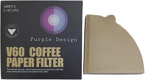 Filtros de café de papel V60 de un solo uso para verter sobre cono, tamaño 02, natural, 100 unidades