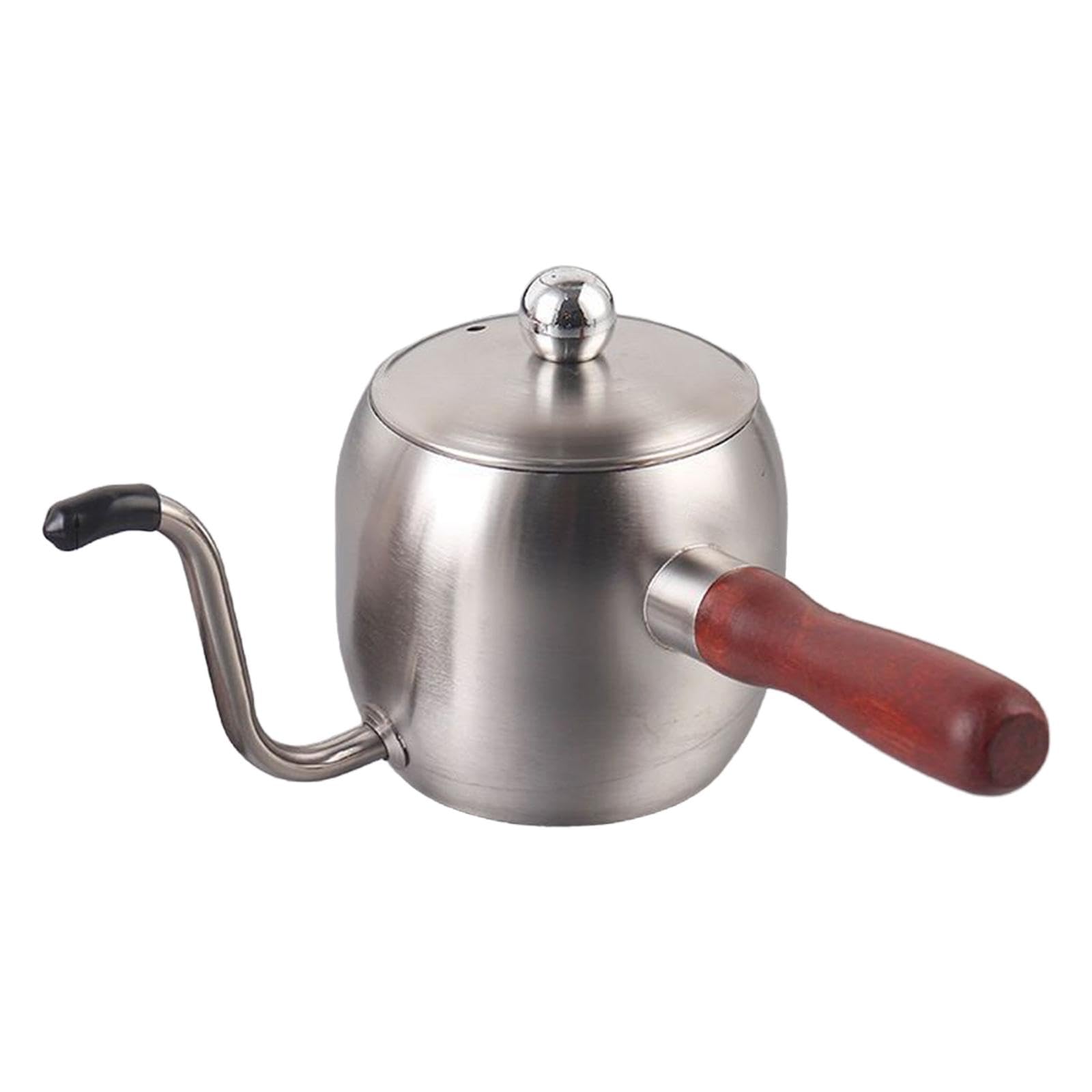 Bollitore per caffè con Filtro, Bollitore a Collo di Cigno, Caffettiera da Campeggio da 500 Ml per Bar, Bollitore a Goccia Stretto, Bollitore per tè, Argento