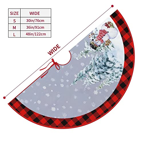 Christmas Tree Skirt 48 Inches Blue Xmas Tree Skirts Snowman Large Christmas Tree Mat With Snowy Pattern For Decorations Holiday Party #TOP2