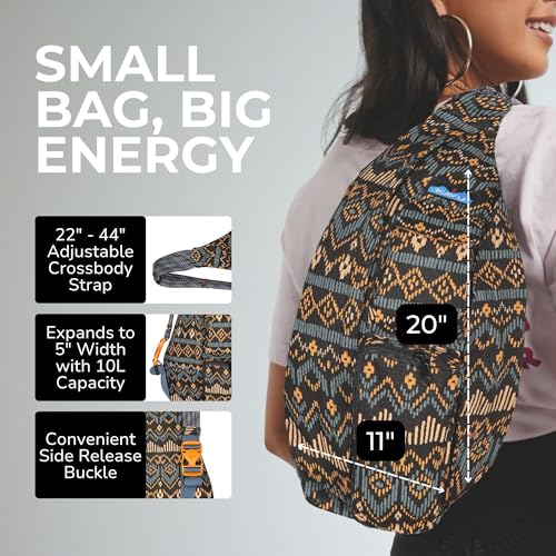 Image of KAVU Rope Sling Bag - Large Crossbody Bags for Women & Men | Hands Free, Cross Body for Travel, Hiking & Everyday Carry, with Padded Back, Adjustable Rope Strap & Cotton Canvas
