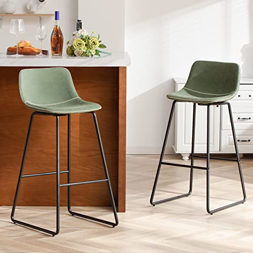 Image of HeuGah 30 inch Tall Bar Stools Set of 2 with Backs, Modern Bar Chair for Kitchen Island