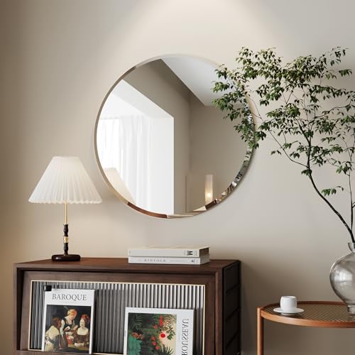 Circle Mirror 28 inch,Frameless Bathroom Mirrors, Round Mirrros for Wall Decor, Circular Mirror,Bathroom Vanity Mirrors