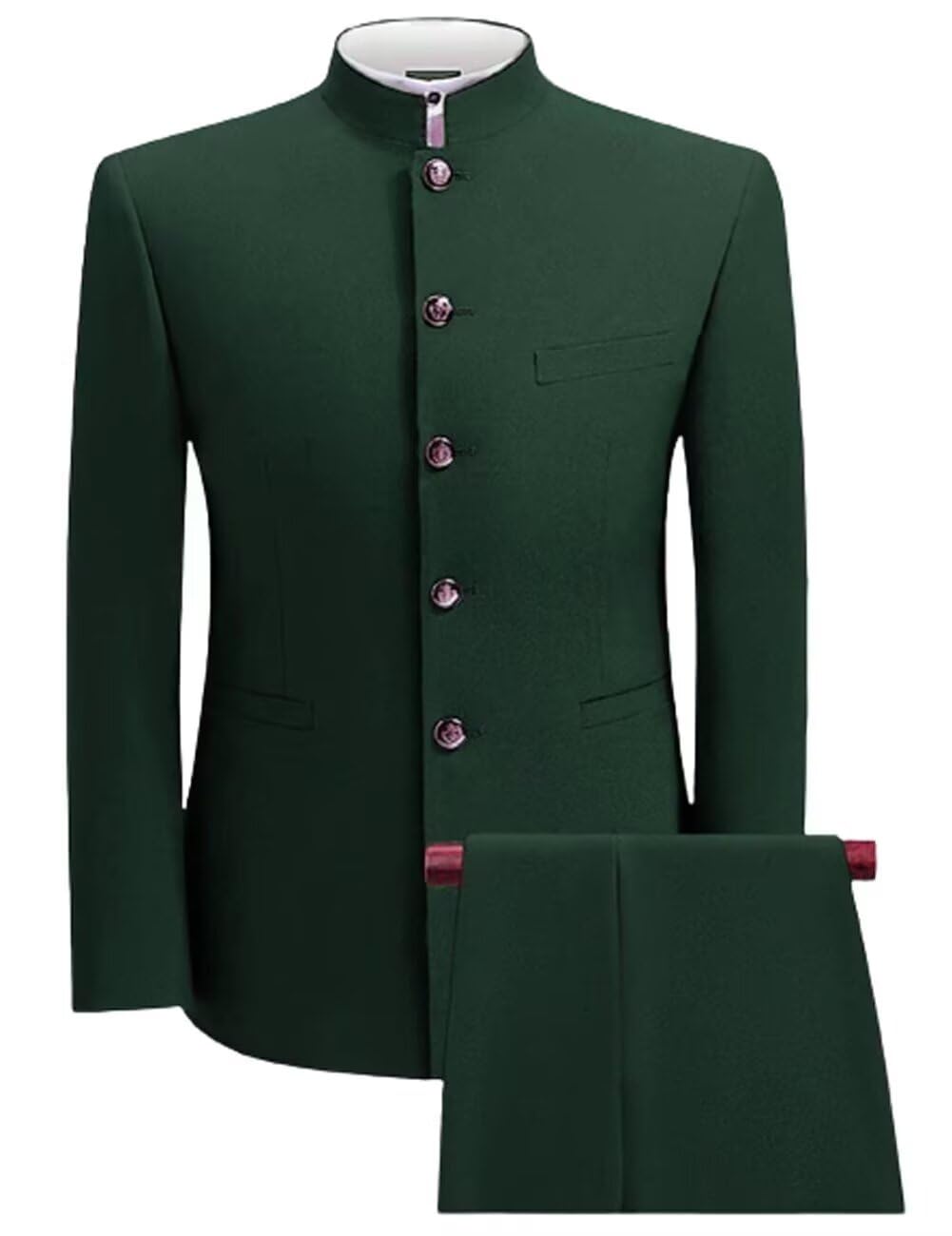 - Chinese Tunic Suit for Men Stand Collar Slim Fit 2 Piece Suits