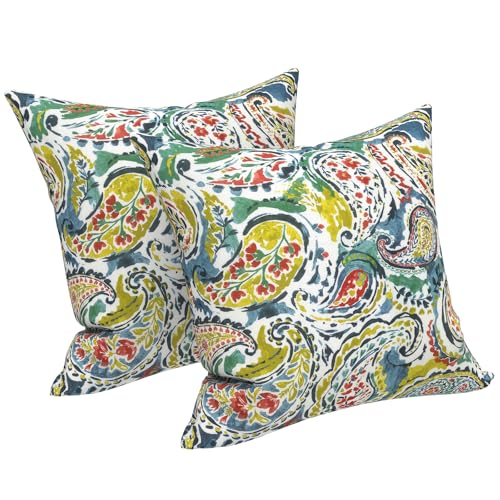 LVTXIII Outdoor Pillows 20x20 Inch 2 Pack Large Decorative Square Throw Pillows with Inserts for Couch Bed Floor Seating Patio Furniture Paradise Paisley