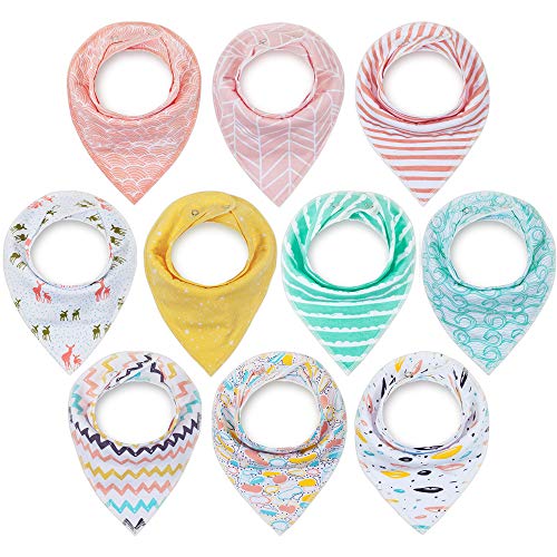 10-Pack Baby Bandana Bibs Upsimples Baby Girl Bibs for Drooling and Teething, Super Absorbent Bibs B - //coolthings.us