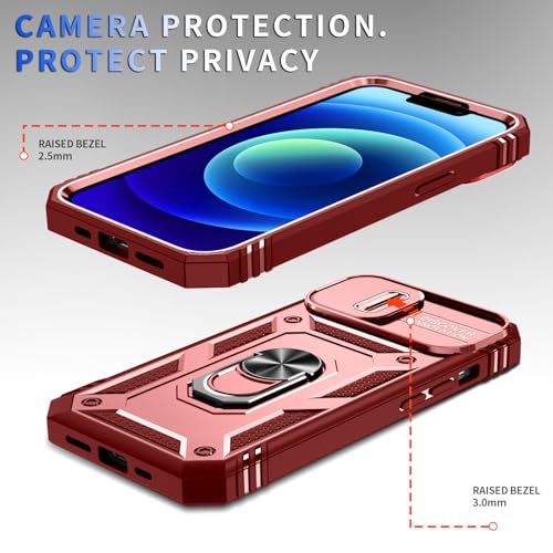 Coque iPhone 15 rose antichoc avec protège-objectif coulissant - 4