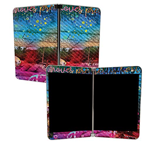 Image of MightySkins Carbon Fiber Skin for Microsoft Surface Duo - Tropical Resort | Protective, Durable Textured Carbon Fiber Finish | Easy to Apply | Made in The USA
