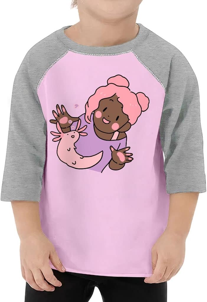 Cute Cartoon Toddler Baseball T-Shirt - Funny 3/4 Sleeve T-Shirt - Kawaii Kids' Baseball Tee