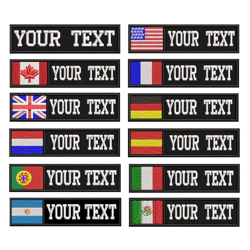 QIMAMADE 2 Pièces Écussons de Drapeau Personnalisables Étiquette Nom Brodée Personnalisée Badges Militaires Tactiques Individuels pour Casquettes, Sacs à...