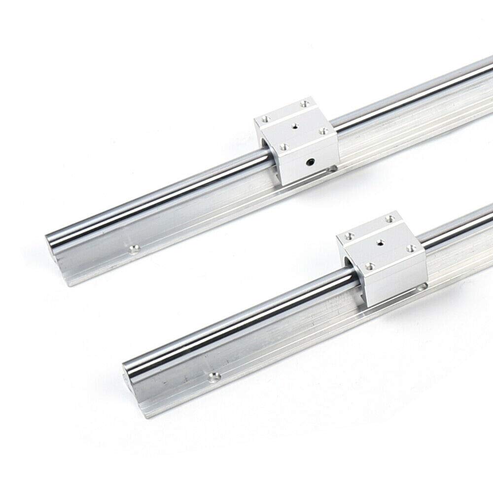 Kaibrite Lot de 2 rails linéaires SBR16 - Rail de guidage linéaire - Avec 4 blocs coulissants SBR16UU (1500 mm) - Argenté - Métal