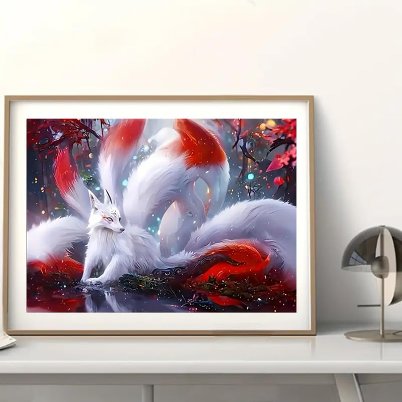 Amazon.co.jp: 九尾 白狐 ダイヤモンドアート 5Dダイヤモンド塗装