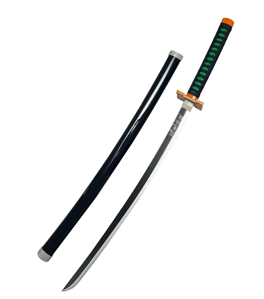 Demon Sword 41 Inch, Bamboo Samurai Katana , Anime Original Texture Style Cosplay Sword, Collectible Replica for Halloween Fancy Costume Party Dress Fans Gift (H-Muichirou)