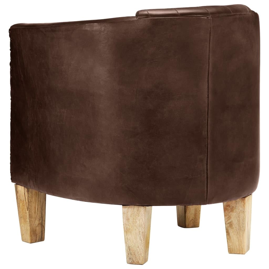 vidaXL Fauteuil Cabriolet, Chaise de Relaxation, Siège avec Accoudoirs Rembourrés, Canapé de Salon Salle de Séjour, Cuir Véritable Marron Foncé