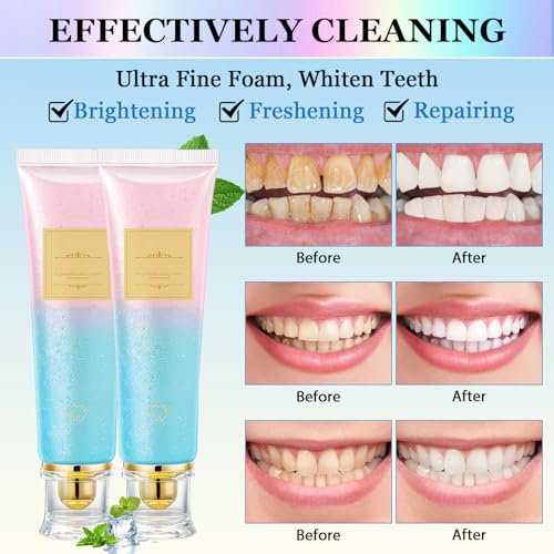 Image of 2Pcs Acssart Radiant Whitening Toothpaste,Niacinamide Whitening Toothpaste,Easilyous Bright Whiteing toothpastes,Nicotinamide Dazzling White,Removal Tooth Stains,Fresh Breath