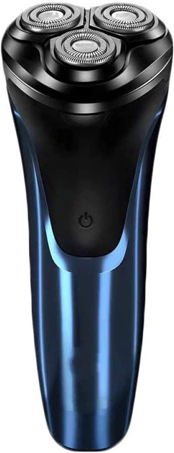 Rasoio elettrico ricaricabile impermeabile IPX7 Wet & Dry Rasoi rotativi per uomo Rasoi elettrici da barba con trimmer pop-up, blu