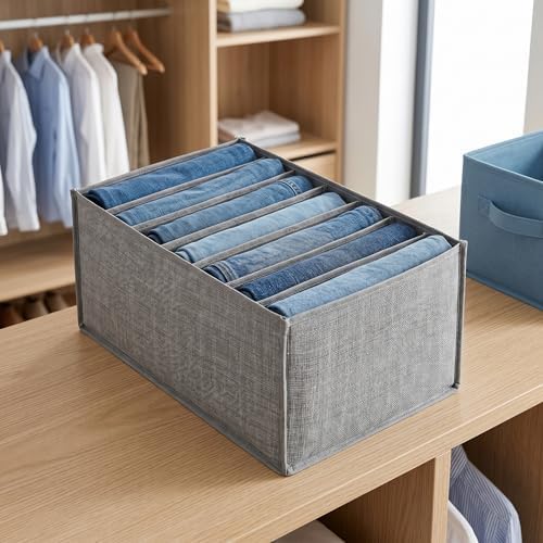 Organizador grande apilable de cajones de armario para pantalones...