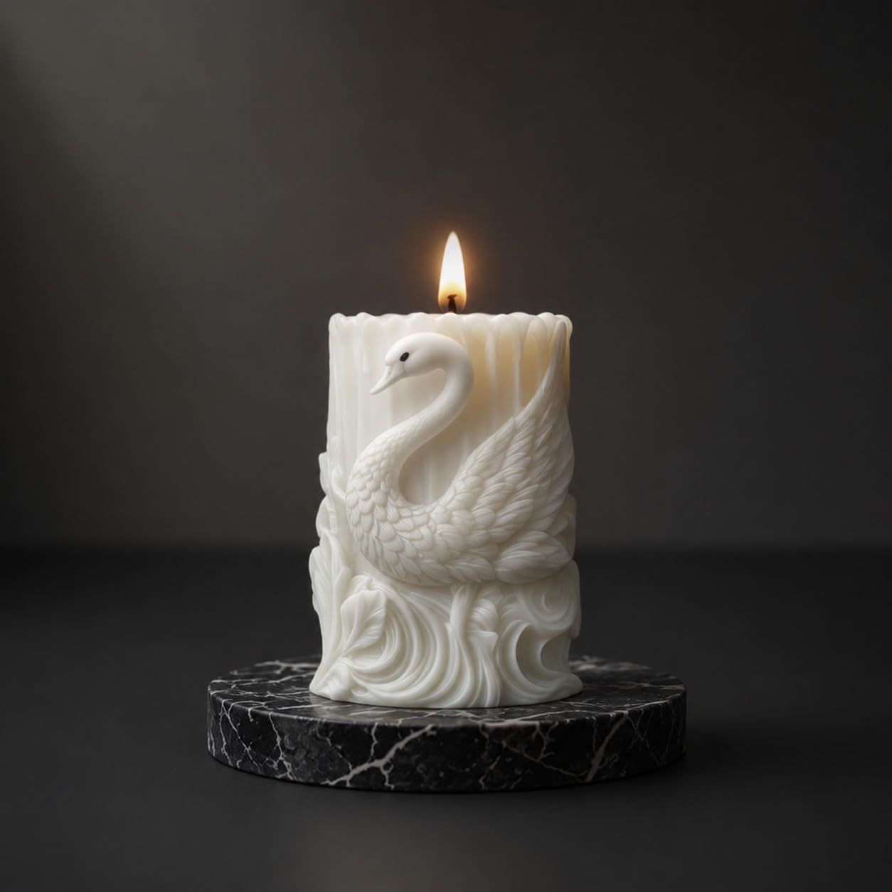 OSDUE Pack of 1 White Swan Carved Pillar Candle, Decorative Sculptural Wax Candle for Home Décor, Living Room, Bedroom, Table Centerpiece, Elegant Gift, Unscented White Candle-image-18