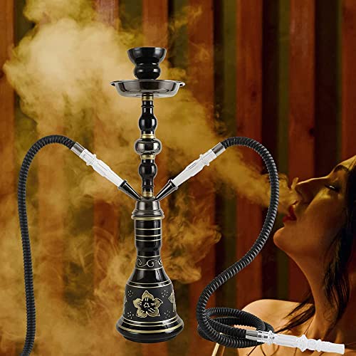 LSZ Shisha-Set Retro-Stil-Haken-Set, 2 Schlauchhuka for 1-2 Personen, Glasvase, Aschenbecher und Keramikschale, Hukah… – Bild 4
