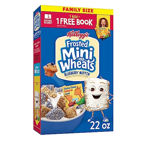 Kellogg's Frosted Mini-Wheats Cold Breakfast Cereal, High-Fiber, Whole Grain, Family Size, Blueberry Muffin, 22Oz Box (1 Box) #TOP8
